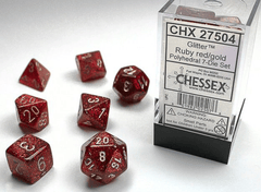 Chessex Dice: 7 Set Polyhedral Glitter Ruby Gold CHX27504